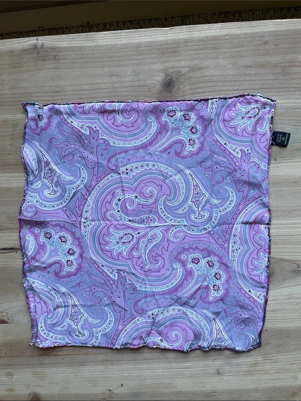 Silk Paisley Square Scarf in Pink and Purple